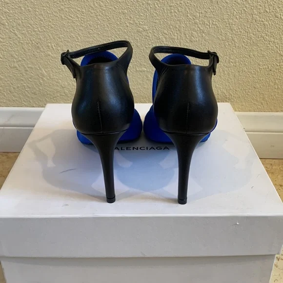 Balenciaga Electric Blue Nylon & Black Leather Heel - Picture 5 of 6